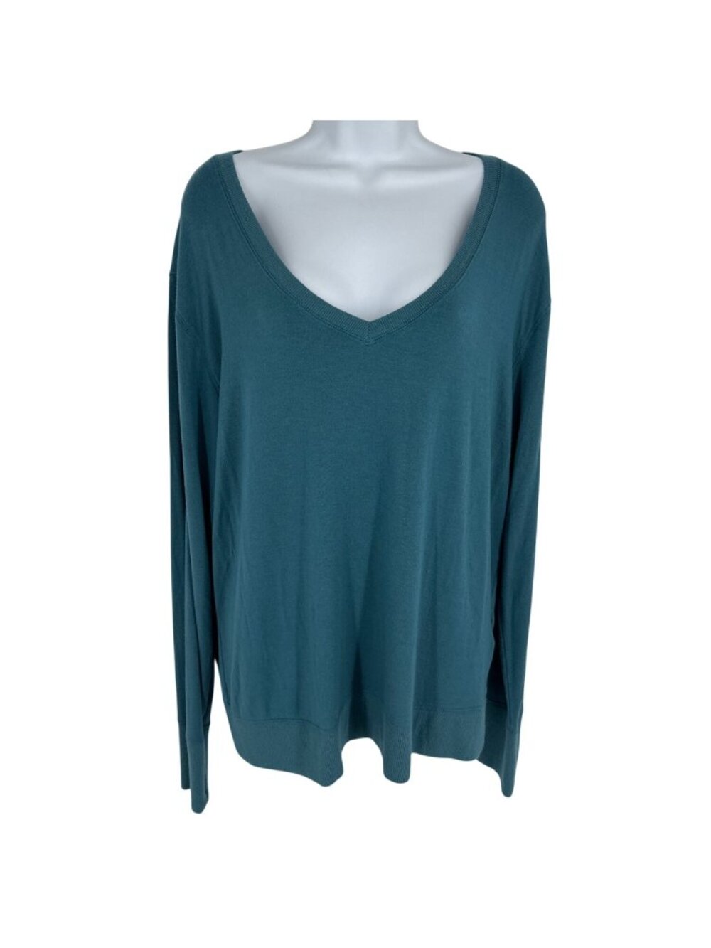 Athleta Teal Sunrise V-Neck Long Sleeve Sweatshirt Women's Size XL